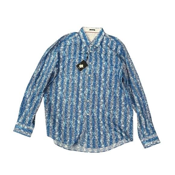 Bugatchi Regular-Fit Check Dress Shirt Turquoise Long Sleeve Mens Xlarge - Picture 1 of 3